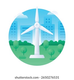Flat Gradient Wind Turbine Illustration