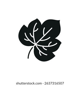 Flat grape leaves icon, ideal for nature, vineyard, culinary, herbal, or botanical-themed designs.