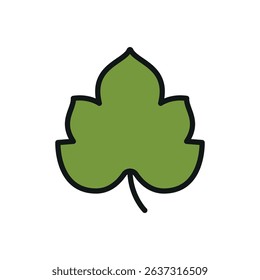 Flat grape leaves icon, ideal for nature, vineyard, culinary, herbal, or botanical-themed designs.