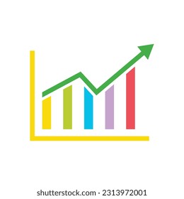 Flat graph chart icon symbol vector Illustration.