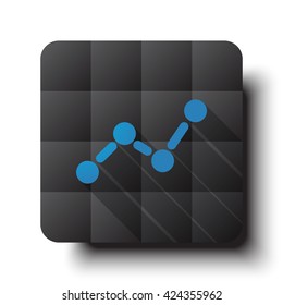 Flat Graph icon on black app button with drop shadow