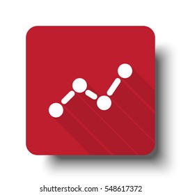 Flat Graph web icon on red button with drop shadow