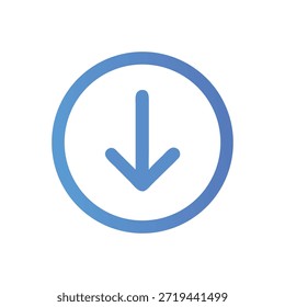 A flat graphic blue arrow pointing down inside of a blue circle. The background is solid black.