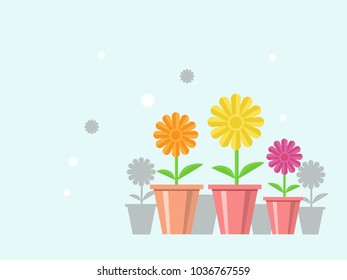 Flat graphic design background Flowers in flowerpot 