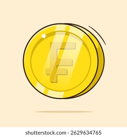 Flat graphic design of Swiss franc gold golden coin cartoon illustration vector isolated suitable used for digital coin, business or finance