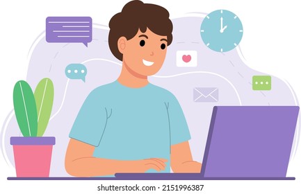 Flat graphic designer desk vector illustration