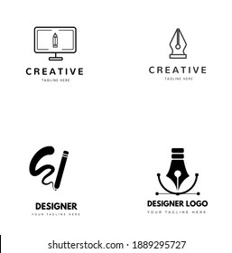 Flat graphic designer logo collection