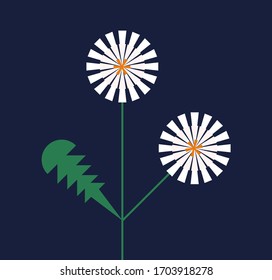 Aislados con diente de leña y diente de flores planas