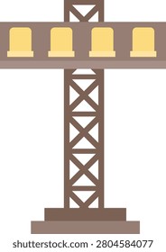 Flat Graphic Illustration of an Amusement Park Drop Tower Ride