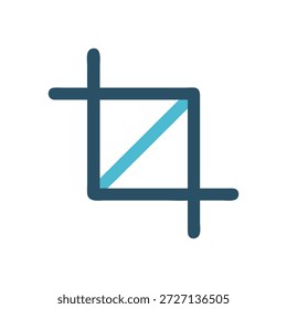 Flat graphic illustration of crop marks symbol on a White Background. Design for cropping tool and image editing concept.
