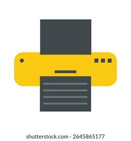 a flat, graphic illustration of a printer, presented in a simplified, geometric style.