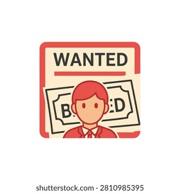 Flat graphic symbol of a person sought after for employment or business opportunity useful for recruitment and HR applications.