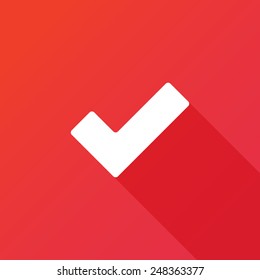 Flat graphics icon tick. Long shadow