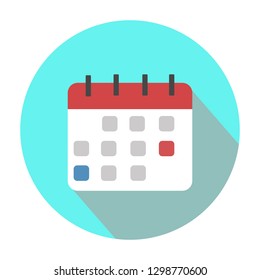 Flat graphics of single page from calendar. Month view. 