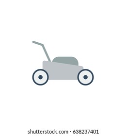 Flat Grass-Cutter Element. Vector Illustration Of Flat Lawn Mower Isolated On Clean Background. Can Be Used As Lawnmower, Grass And Cutter Symbols.
