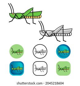 Flat Grasshopper Insect Icon Collection