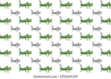 Flat Grasshopper Insect Pattern Background, can be used for business designs, presentation designs or any suitable designs.