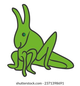 flat grasshopper in vector. grasshopper for prints and design. animals for kids in flat style. minimalist icons for web site stickers application. Animal world series.