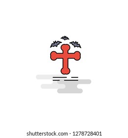 Flat Grave Icon. Vector