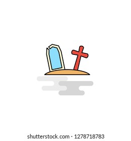 Flat Graveyard  Icon. Vector