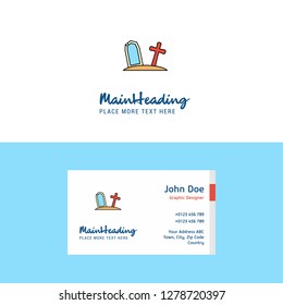 Flat Graveyard  Logo and Visiting Card Template. Busienss Concept Logo Design