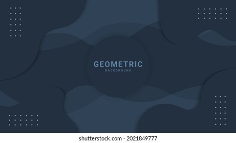 Flat Gray Abstract Geometric Liquid Shape With Dynamic Wave Background. Good For Banner, Frame. Motion Or Presentation