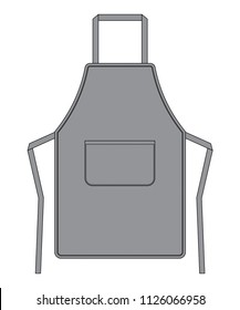 Flat Gray Apron With One Pocket Template Vector on White Background