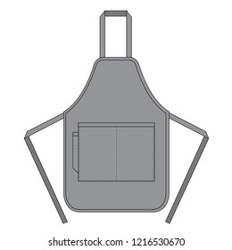Flat Gray Apron With Pocket-Pen Holder Vector