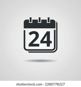 Flaches graues Kalendersymbol. Tag, Zeitplan, Symbol des Datums. Kalendersymbol mit Tag 24.