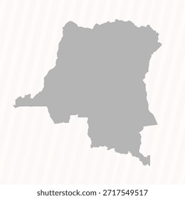Flat Gray Democratic Republic of the Congo Map Banner Background