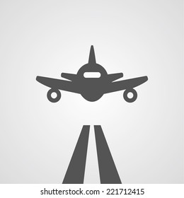 Flat gray landing plane abstract digital illustration