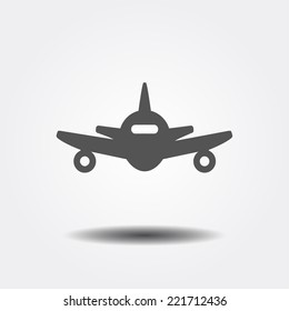 Flat gray plane icon abstract with shadow