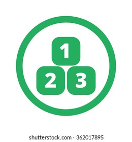Flat green 123 Blocks icon and green circle