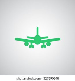 Flat green Airplane icon 