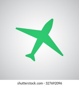 Flat green Airplane icon 