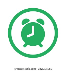 Flat green Alarm Clock icon and green circle