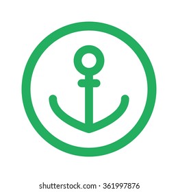 Flat green Anchor icon and green circle
