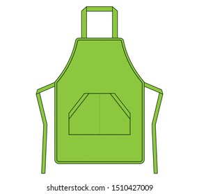 Flat Green Apron With Double Pockets Template Vector.