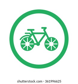 Flat green Bicycle icon and green circle