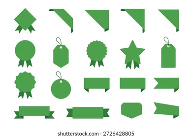 Flat Green Blank Label and Ribbon Set for Organic and Eco Friendly Products