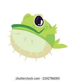 flat green blowfish over white