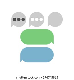 Flat green, blue and grey text Messages vector Bubbles