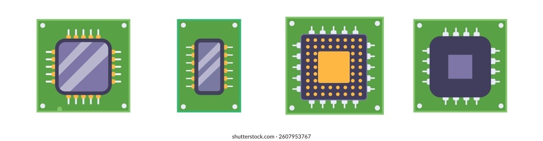 flat green board with microchip icon