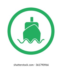 Flat green Boat icon and green circle