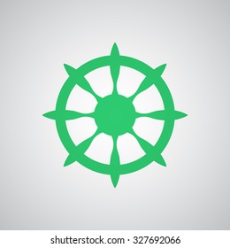 Flat green Boat Wheel icon 