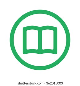 Flat green Book icon and green circle