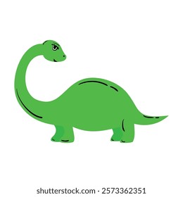 Flat green brontosaur vector illustration