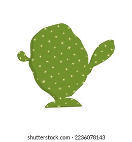 A flat green cactus with thorns. Design element, vector isolated on white background.