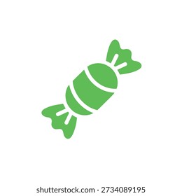 A flat, green candy graphic with twisted wrappers, perfect for food-related designs.