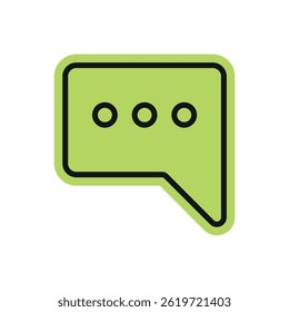 Design de adesivo de símbolo de bolha de bate-papo verde plano. Ilustração isolada de vetor simples.